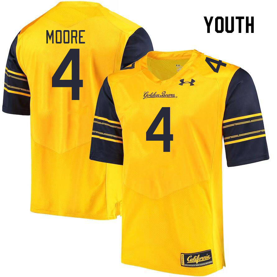 Youth #4 Kaylin Moore California Golden Bears College Football Jerseys Stitched Sale-Gold